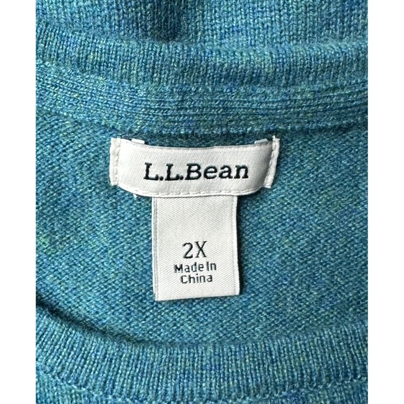 LL Bean Women's 100% Cashmere Aqua Blue Crew Neck Sweater sz 2X (15889) - Picture 5 of 7